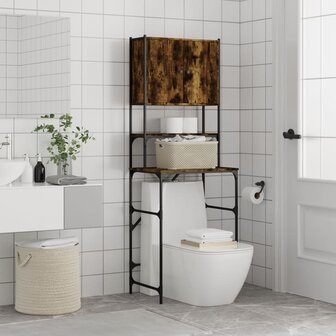 Wasmachinekast 68x48,5x194 cm gerookt eikenkleurig 4