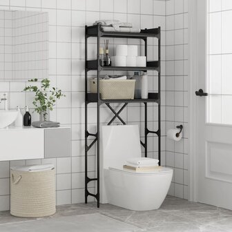 Wasmachinekast 67x25x163 cm bewerkt hout zwart 4