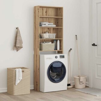 Wasmachinekast 64x24x190 cm artisanaal eikenkleur 4
