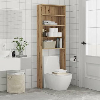 Wasmachinekast 64x24x190 cm artisanaal eikenkleur 5