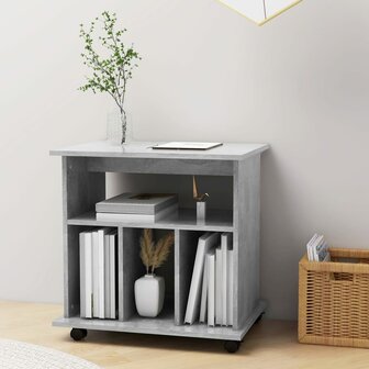 Rolkast 60x45x60 cm bewerkt hout betongrijs 3