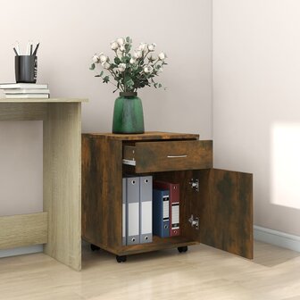 Rolkast 45x38x54 cm bewerkt hout gerookt eikenkleurig 3
