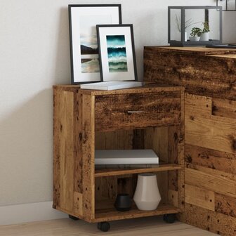 Rolkast 46x36x59 cm bewerkt hout oud houtkleurig 4