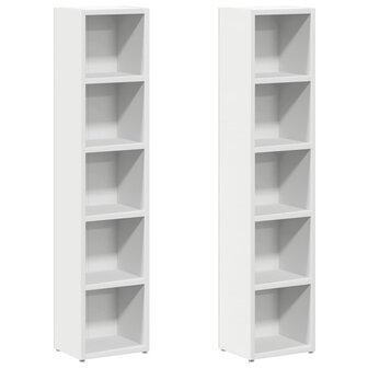 Cd-kasten 2 st 21x16x93,5 bewerkt hout wit 2