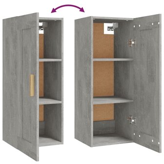 Wandkast 35x34x90 cm bewerkt hout betongrijs 8