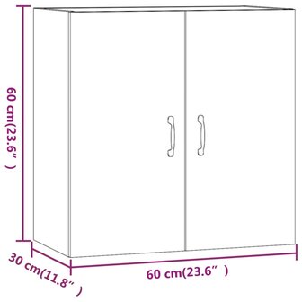 Wandkast 60x31x60 cm bewerkt hout betongrijs 9