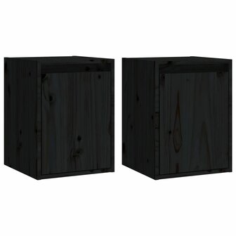 Wandkasten 2 st 30x30x40 cm massief grenenhout zwart 2
