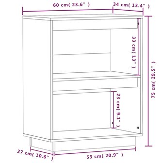 Wandkast 60x34x75 cm massief grenenhout honingbruin 8