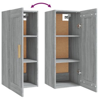 Wandkast 35x34x90 cm bewerkt hout grijs sonoma eikenkleurig 8