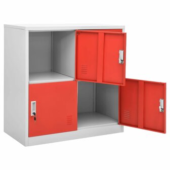 Lockerkasten 2 st 90x45x92,5 cm staal lichtgrijs en rood 6