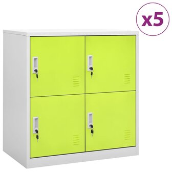 Lockerkasten 5 st 90x45x92,5 cm staal lichtgrijs en groen 1