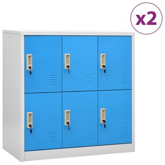 Lockerkasten 2 st 90x45x92,5 cm staal lichtgrijs en blauw 1