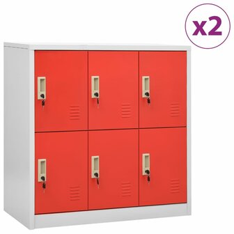 Lockerkasten 2 st 90x45x92,5 cm staal lichtgrijs en rood 1