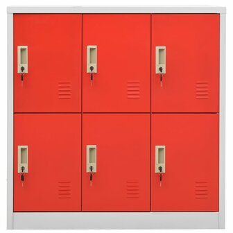 Lockerkasten 2 st 90x45x92,5 cm staal lichtgrijs en rood 3