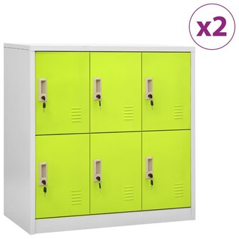 Lockerkasten 2 st 90x45x92,5 cm staal lichtgrijs en groen 1