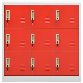 Lockerkasten 2 st 90x45x92,5 cm staal lichtgrijs en rood 3