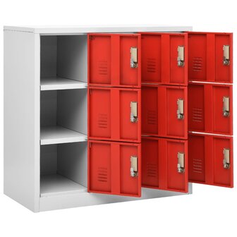 Lockerkasten 2 st 90x45x92,5 cm staal lichtgrijs en rood 6