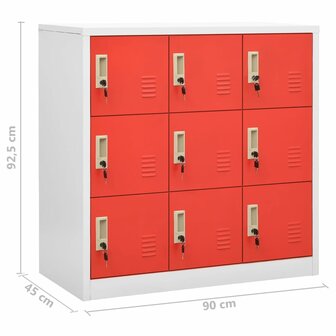 Lockerkasten 2 st 90x45x92,5 cm staal lichtgrijs en rood 9