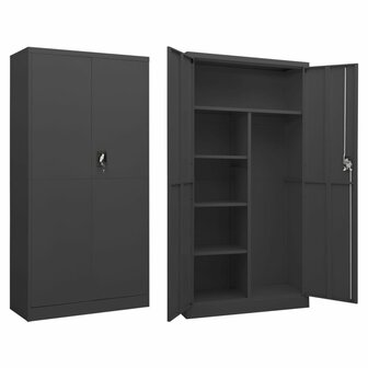 Lockerkast 90x40x180 cm staal antracietkleurig 1