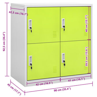 Lockerkast 90x45x92,5 cm staal lichtgrijs en groen 7