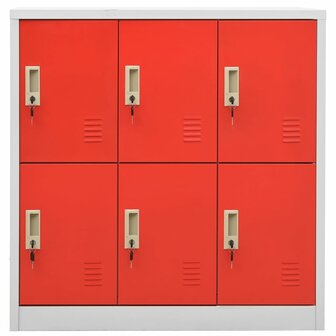 Lockerkast 90x45x92,5 cm staal lichtgrijs en rood 2