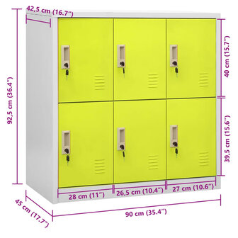 Lockerkast 90x45x92,5 cm staal lichtgrijs en groen 8