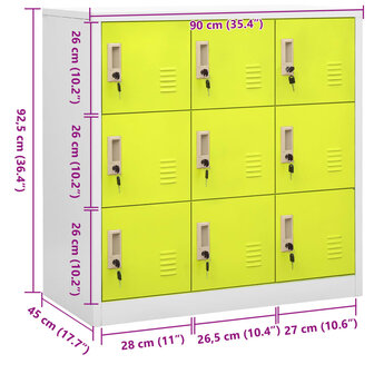 Lockerkast 90x45x92,5 cm staal lichtgrijs en groen 8