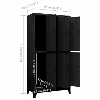 Lockerkast 90x45x180 cm staal zwart 8