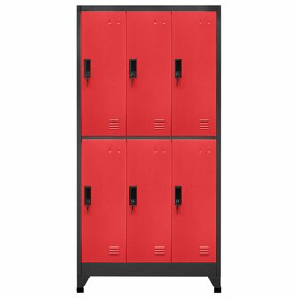 Lockerkast 90x45x180 cm staal antracietkleurig en rood 2