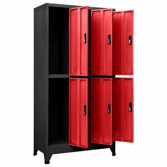 Lockerkast 90x45x180 cm staal antracietkleurig en rood 5