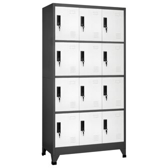 Lockerkast 90x45x180 cm staal antracietkleurig en wit 1