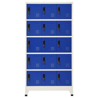 Lockerkast 90x40x180 cm staal grijs en blauw 2
