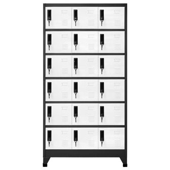 Lockerkast 90x40x180 cm staal antracietkleurig en wit 2