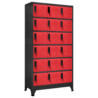 Lockerkast 90x40x180 cm staal antracietkleurig en rood 1
