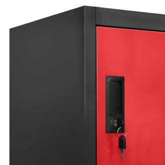 Lockerkast 90x40x180 cm staal antracietkleurig en rood 7