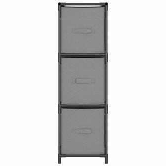 Opbergkast met 3 stoffen lades 34x34x101 cm staal grijs 3
