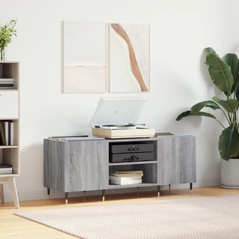 Platenkast 121x38x48 cm bewerkt hout grijs sonoma eikenkleurig 1