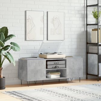Platenkast 121x38x48 cm bewerkt hout betongrijs 1