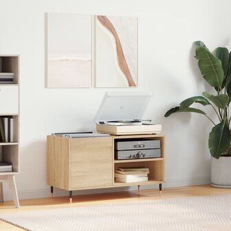 Platenkast 85x38x48 cm bewerkt hout sonoma eikenkleurig 1