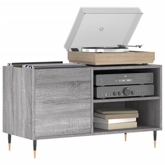 Platenkast 85x38x48 cm bewerkt hout grijs sonoma eikenkleurig 3