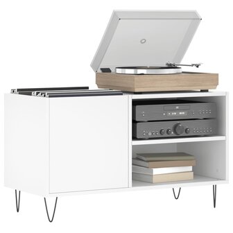 Platenkast 85x38x48 cm bewerkt hout wit 3