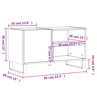 Platenkast 85x38x48 cm bewerkt hout betongrijs 9
