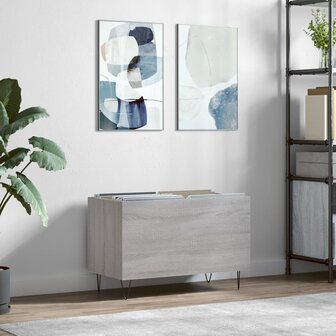 Platenkast 74,5x38x48 cm bewerkt hout grijs sonoma eikenkleurig 1