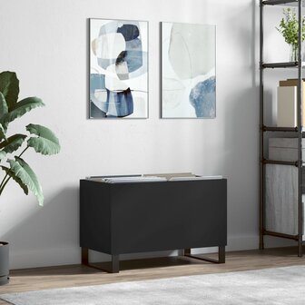 Platenkast 74,5x38x48 cm bewerkt hout zwart 1