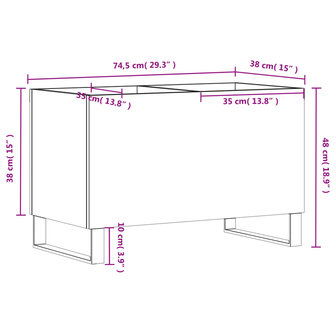 Platenkast 74,5x38x48 cm bewerkt hout zwart 9