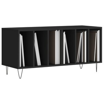Platenkast 100x38x48 cm bewerkt hout zwart 3
