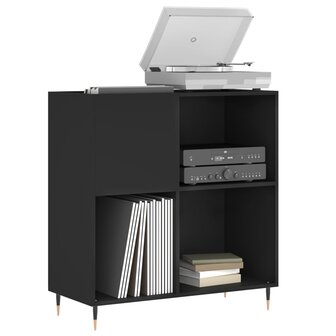 Platenkast 84,5x38x89 cm bewerkt hout zwart 3