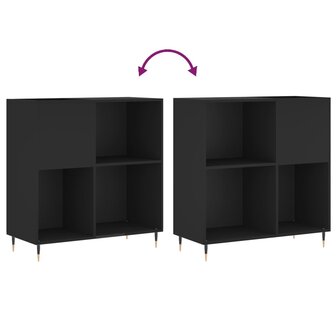 Platenkast 84,5x38x89 cm bewerkt hout zwart 7