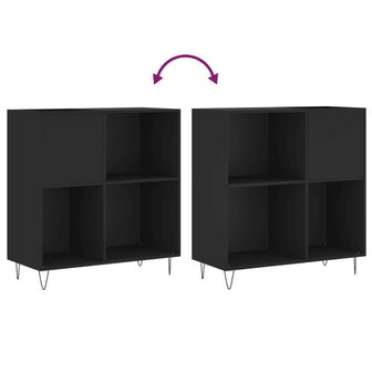 Platenkast 84,5x38x89 cm bewerkt hout zwart 7