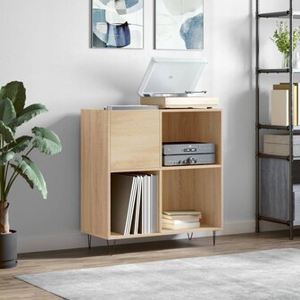 Platenkast 84,5x38x89 cm bewerkt hout sonoma eikenkleurig 1
